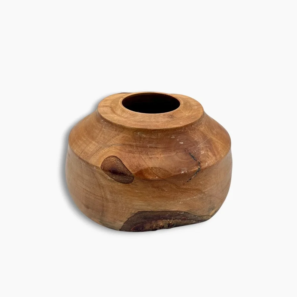 Live Edge Burl Wood Vase Bowl Natural Bark Pot Rustic Studio Art Pottery